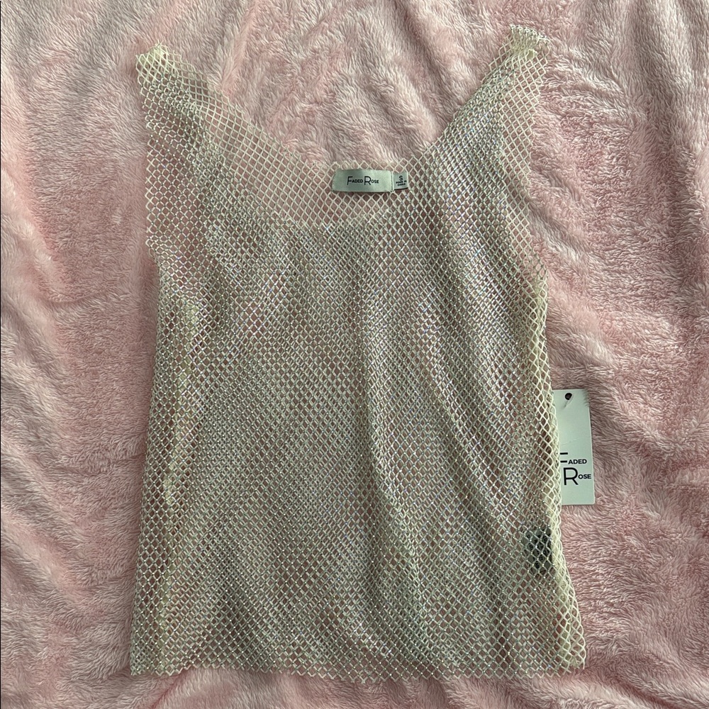 Faded Rose mesh sequin top